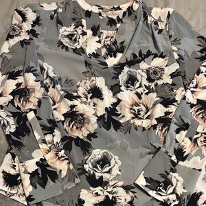 Calvin Klein Black and Cream Floral Blouse
